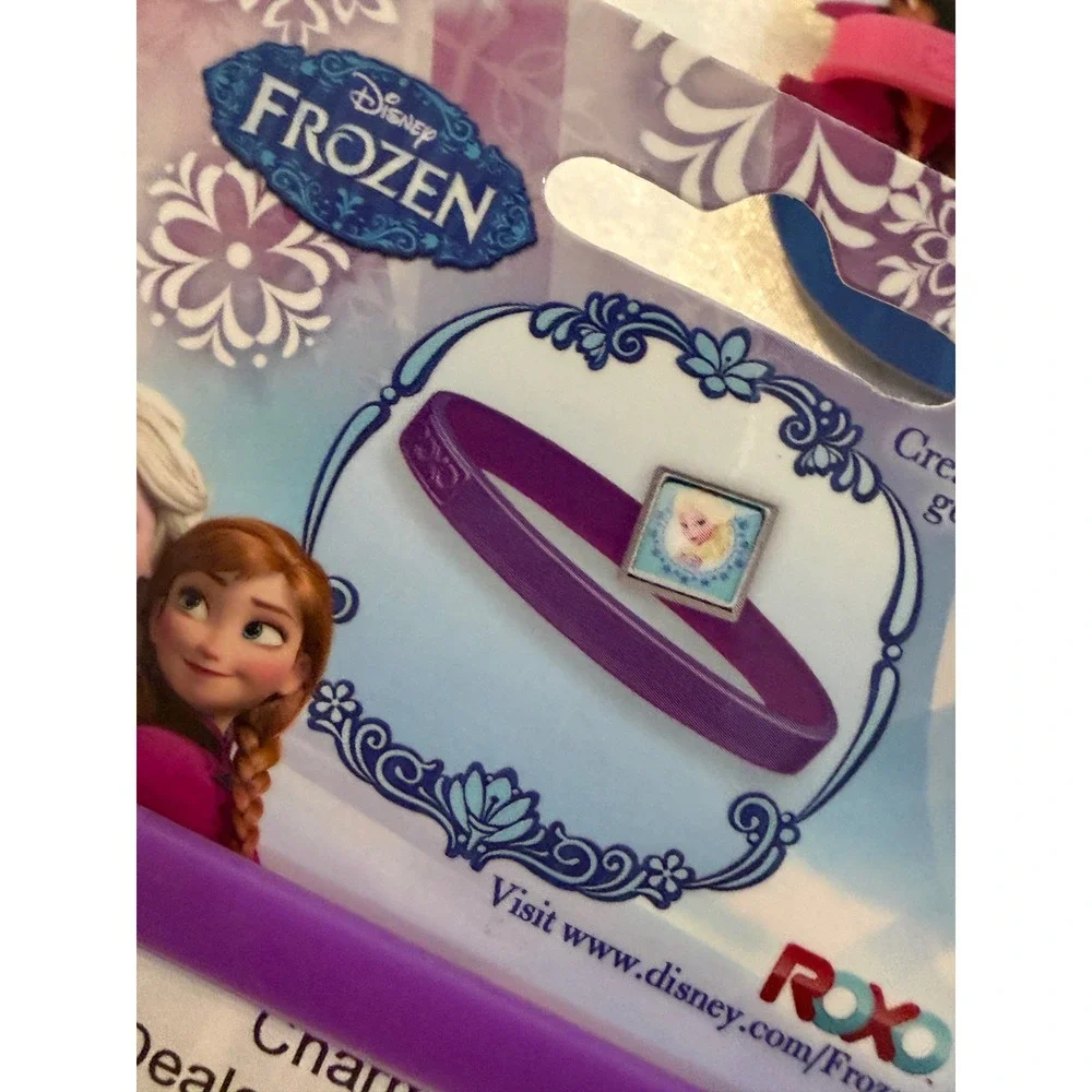 Disney Frozen ROXO 3 Silicone Bracelet Set Elsa Anna Olaf Interchangeable Charm